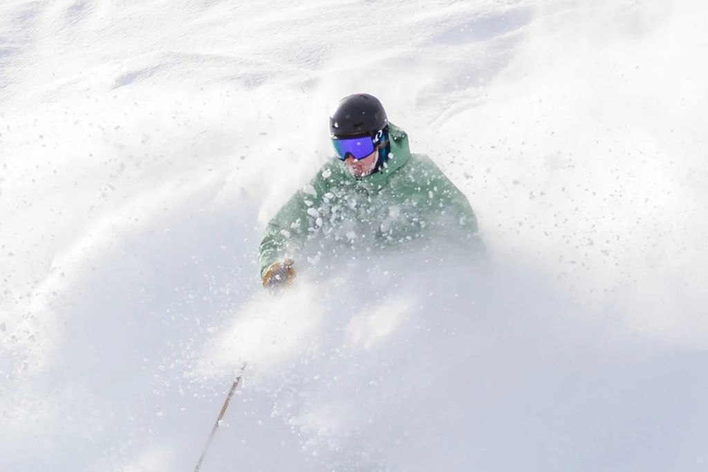 Skier in deep powder at Sunlight Mountain Resort