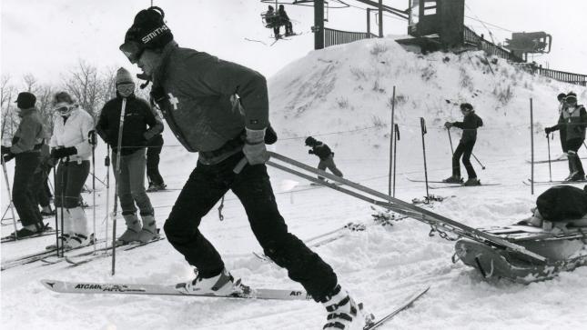 Ski Patroller at work in the Mid 80s at Sunlight Mountain Resort