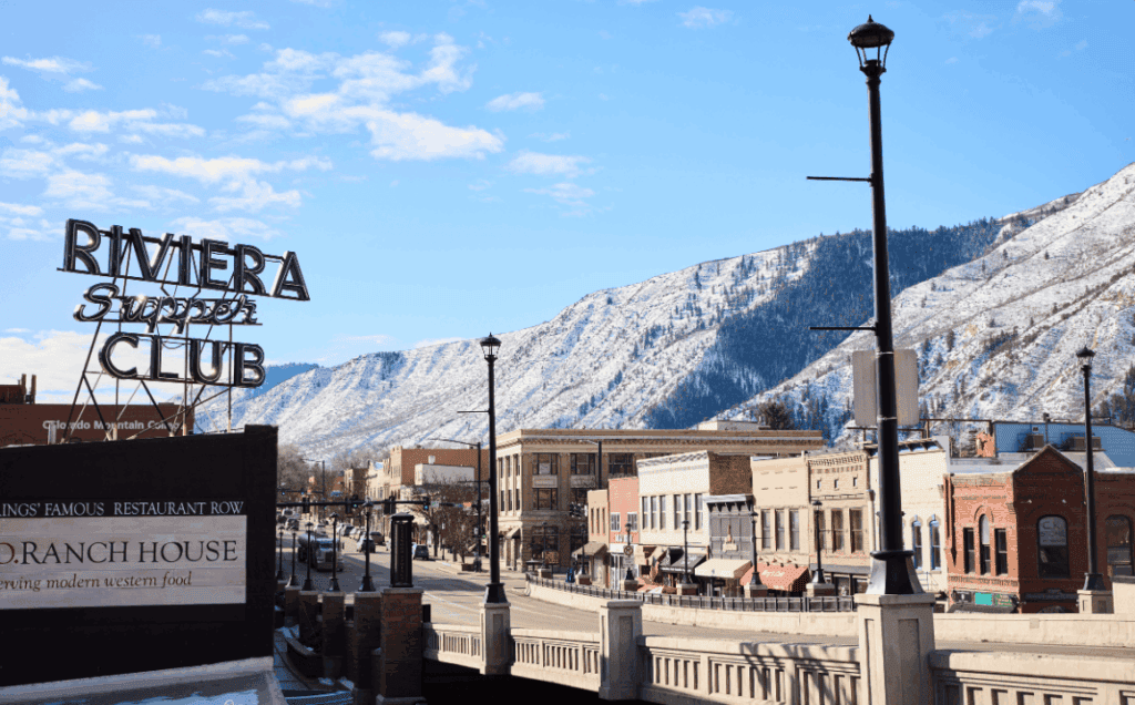 downtown glenwood springs colorado in winter