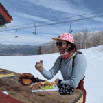 apres snacking after using uphill pass