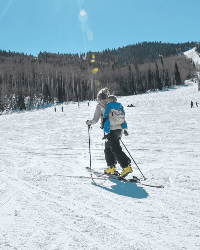 family uphill skiing at sunlight mountain in glenwood springs