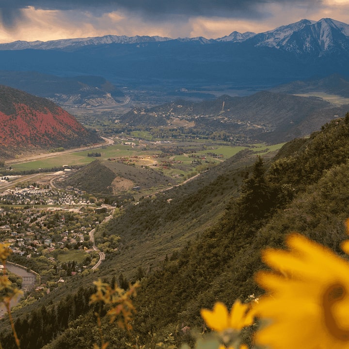 aerial view of glenwood springs, colorado