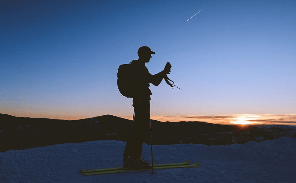 Person uphill skiing at sunlight mountain in glenwood springs